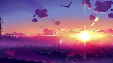 PC Sunset Purple City Live Wallpaper Free - Free Live Wallpaper