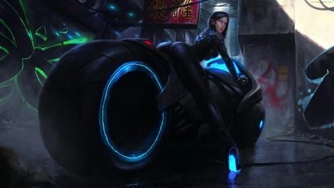 PC Blue Bike Cyber Girl Live Wallpaper Free - Free Live Wallpaper