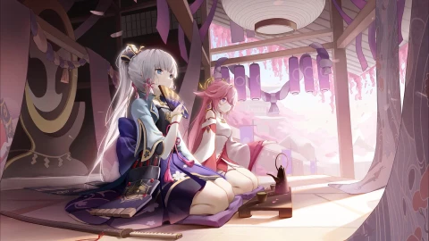 PC Kamisato Ayaka and Yae Miko Live Wallpaper Free - Free Live Wallpaper