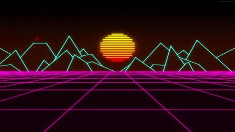 PC Retro Sunset Grid Live Wallpaper Free - Free Live Wallpaper
