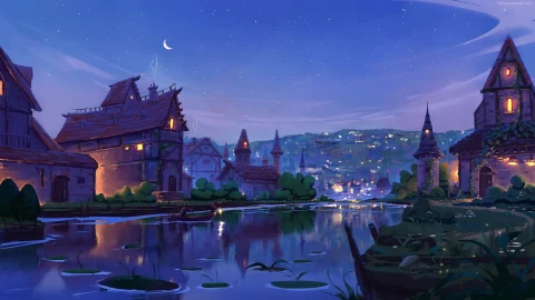 PC Lake Night Village Live Wallpaper Free - Free Live Wallpaper