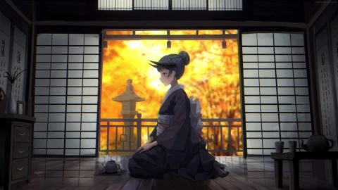 PC Seasons Kimono Anime Girl Live Wallpaper Free - Free Live Wallpaper