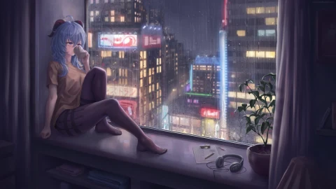 PC Ganyu Rainy Night Live Wallpaper Free - Free Live Wallpaper