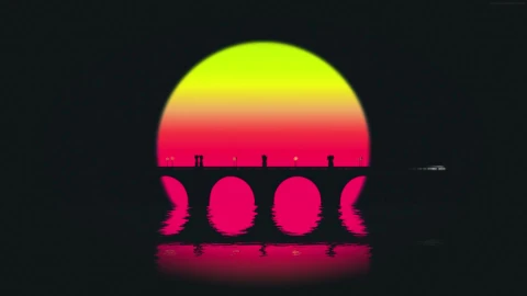 PC Retrowave Cars Crossing Bridge Live Wallpaper Free - Free Live Wallpaper