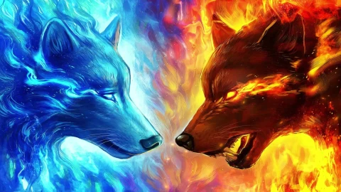 PC Fire N Water Wolves Live Wallpaper Free - Free Live Wallpaper