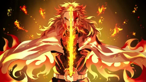 PC Kyojuro Rengoku Sword Flames Live Wallpaper Free - Free Live Wallpaper