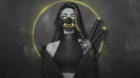 PC Oni Mask Samurai Girl Live Wallpaper Free - Free Live Wallpaper