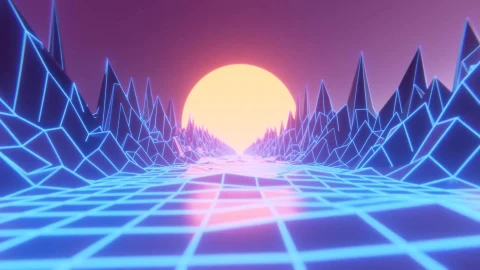 PC Synthwave Sunset Grid Live Wallpaper Free - Free Live Wallpaper