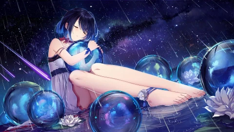 PC Anime Girl Shooting Stars Live Wallpaper Free - Free Live Wallpaper