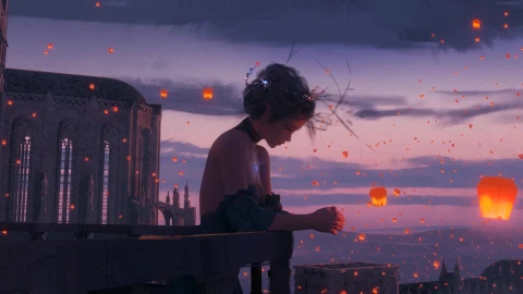 PC Sad Princess Sky Lanterns Live Wallpaper Free - Free Live Wallpaper