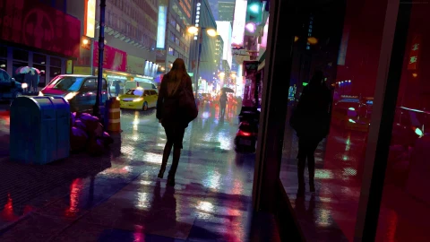 PC Night Walk City Rain Live Wallpaper Free - Free Live Wallpaper