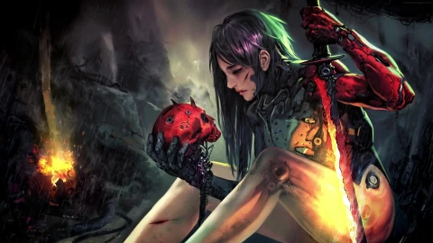PC Cyborg Girl Red Skull Live Wallpaper Free - Free Live Wallpaper