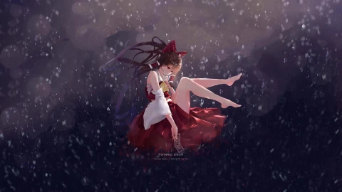 PC Hakurei Reimu Falling Live Wallpaper Free - Free Live Wallpaper