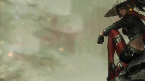 PC Samurai Girl in the Rain 1 Live Wallpaper Free - Free Live Wallpaper