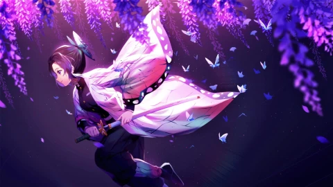 PC Shinobu Butterflies Run Demon Slayer Live Wallpaper Free - Free Live Wallpaper