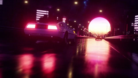 PC Retrowave Speeding Car Live Wallpaper Free - Free Live Wallpaper
