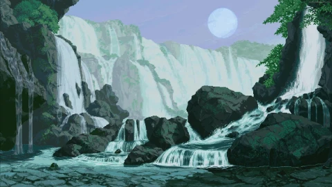 PC Pixel Day and Night Waterfall Live Wallpaper Free - Free Live Wallpaper