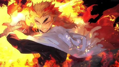 PC Kyojuro Rengoku Flames Live Wallpaper Free - Free Live Wallpaper