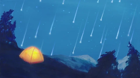 PC Camping Raining Stars 4K Live Wallpaper Free - Free Live Wallpaper