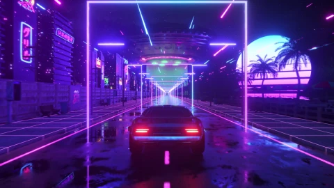 PC Retro Neon Car Live Wallpaper Free - Free Live Wallpaper