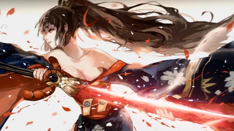 PC Petals Samurai Anime Girl Live Wallpaper Free - Free Live Wallpaper