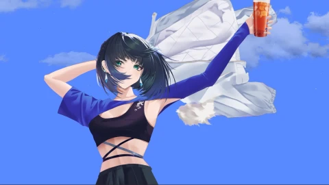 PC Girl With Ice Tea Anime Live Wallpaper - Free Live Wallpaper