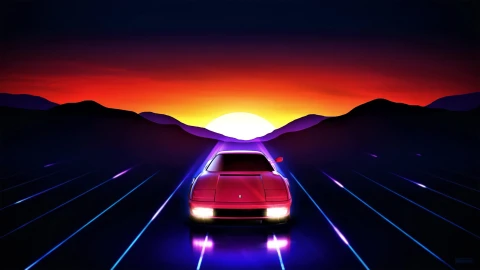 4K Retro Ferrari Sunrise Live Wallpaper For PC - Free Live Wallpaper