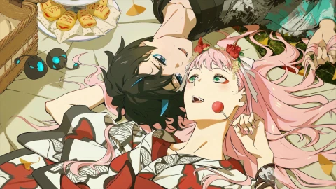 4K Zero Two And Hiro Lying Together Darling In The Franxx Live Wallpaper For PC - Free Live Wallpaper