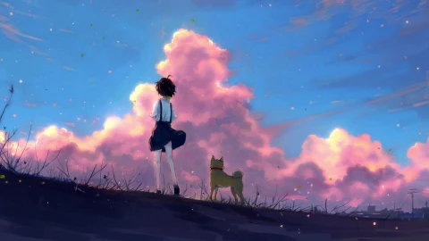 PC Desktop Anime Girl And Shiba Inu Desktop Live Wallpaper - Free Live Wallpaper