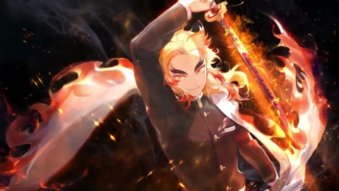 PC Desktop Kyoujurou Rengoku Flame Pillar Kimetsu No Yaiba 1080p Live Wallpaper - Free Live Wallpaper