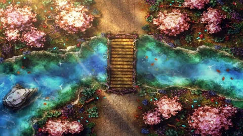 PC The Bridge On Cherry Blossom Lane Desktop Live Wallpaper - Free Live Wallpaper