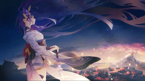 Raiden Shogun Genshin Impact Blue Hair Live Wallpaper - Free Live Wallpaper