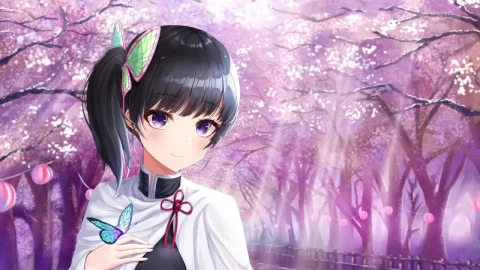 Kanao Tsuyuri And The Butterfly Kimetsu No Yaiba HD Live Wallpaper For PC - Free Live Wallpaper