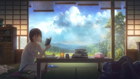 Anime Girl Doing Summer Homework HD Live Wallpaper For PC - Free Live Wallpaper