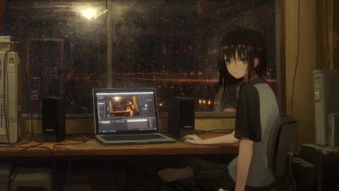 Anime Girl At Home While Its Raining Outside HD Live Wallpaper For PC - Free Live Wallpaper