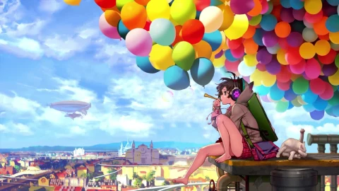 Anime Girl Balloons HD Live Wallpaper For PC - Free Live Wallpaper