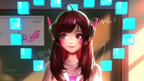Dva School Girl Artwork Overwatch  HD Live Wallpaper For PC - Free Live Wallpaper