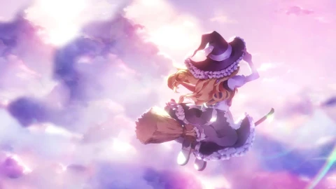 Marisa Kirisame Flying A Broom In The Sky Touhou Project HD Live Wallpaper For PC - Free Live Wallpaper