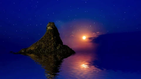 Rocky Island In Calm Ocean Waters HD Live Wallpaper For PC - Free Live Wallpaper