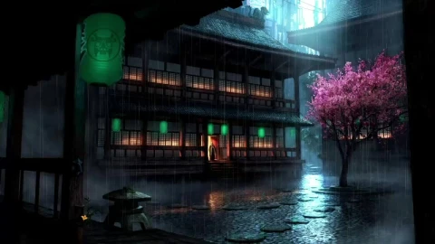 Rain In Japanese Village HD Live Wallpaper For PC - Free Live Wallpaper