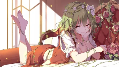Yuuka Kazami Lying On Sofa Touhou HD Live Wallpaper For PC - Free Live Wallpaper