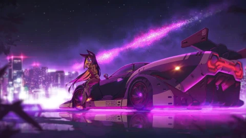 Furry Girl And Cyberpunk Car HD Live Wallpaper For PC - Free Live Wallpaper