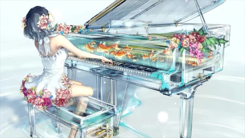 Anime Girl Playing Piano HD Live Wallpaper For PC - Free Live Wallpaper