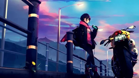 Anime Girl With Motorcycle HD Live Wallpaper For PC - Free Live Wallpaper