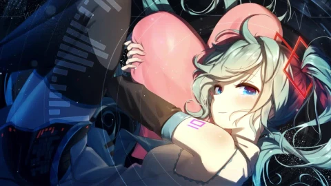 Hatsune Miku Hugging A Heart Stuffed HD Live Wallpaper For PC - Free Live Wallpaper
