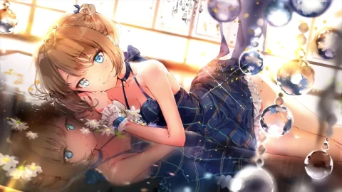 Kaede Takagaki Lying On The Water Idolmaster Cinderella Girls HD Live Wallpaper For PC - Free Live Wallpaper