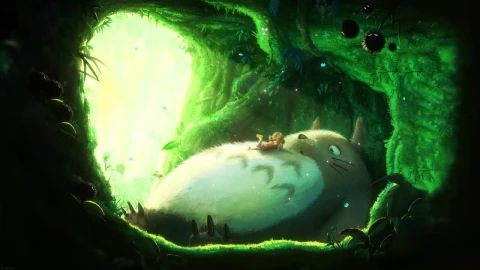 Mei Kusakabe Lying On Totoro My Neighbor Totoro HD Live Wallpaper For PC - Free Live Wallpaper