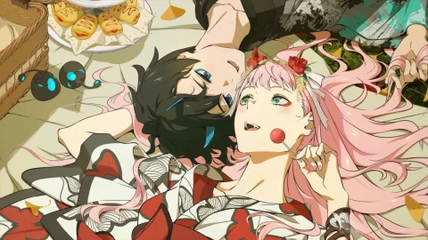 Zero Two And Hiro Lying Together Darling In The Franxx HD Live Wallpaper For PC - Free Live Wallpaper
