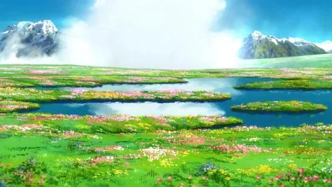 Flower Field Howls Moving Castle HD Live Wallpaper For PC - Free Live Wallpaper