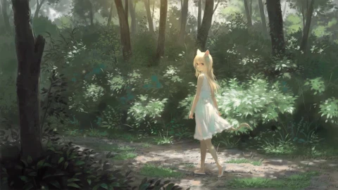 Loli Neko In A Forest HD Live Wallpaper For PC - Free Live Wallpaper